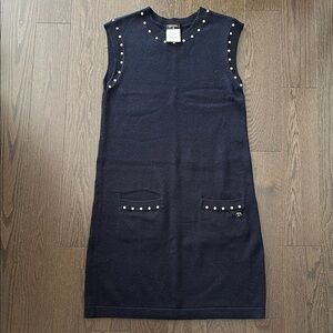 Chanel navy cashmere tunic dress size 36
